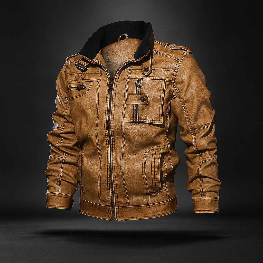 Veste Casual Cuir PU Homme - Chaude - Style Motocyclette - Confort