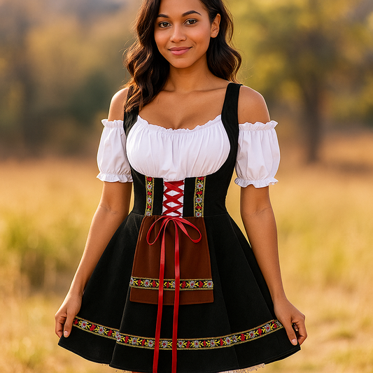 Halloween-Kleid Bavaroise Große Größe - Puffärmel - Mini