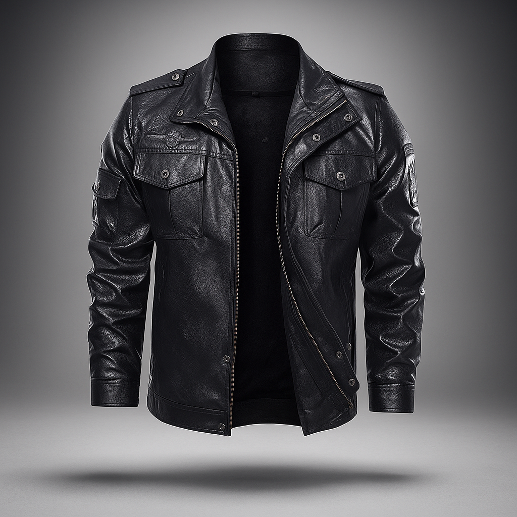 Veste Casual Cuir PU Homme - Patch Élégante & Robuste