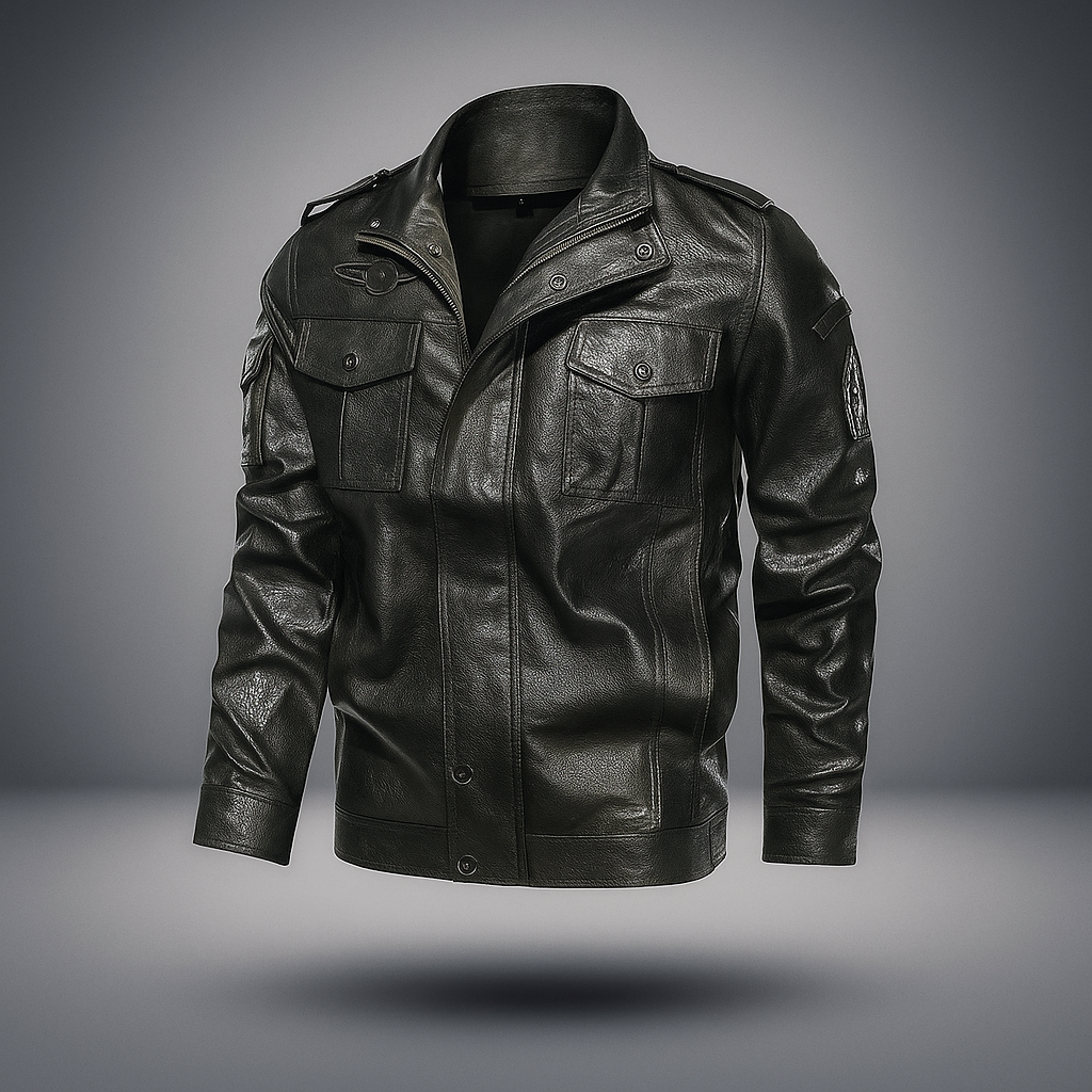 Veste Casual Cuir PU Homme - Patch Élégante & Robuste