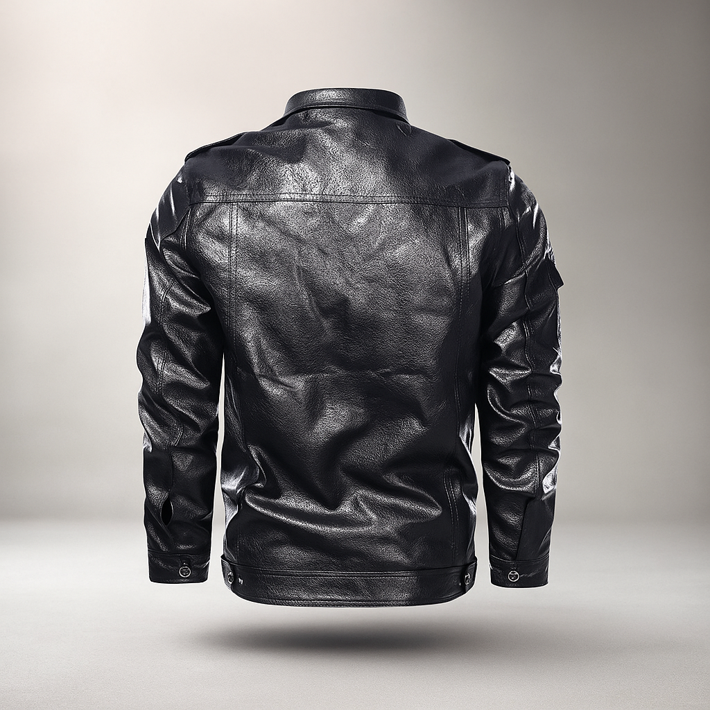 Veste Casual Cuir PU Homme - Patch Élégante & Robuste