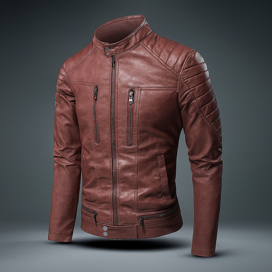 Veste Casual Homme en PU Cuir - Col Montant - Élégante & Robuste