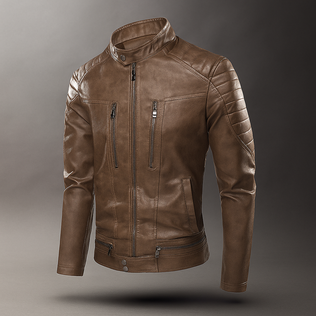 Veste Casual Homme en PU Cuir - Col Montant - Élégante & Robuste
