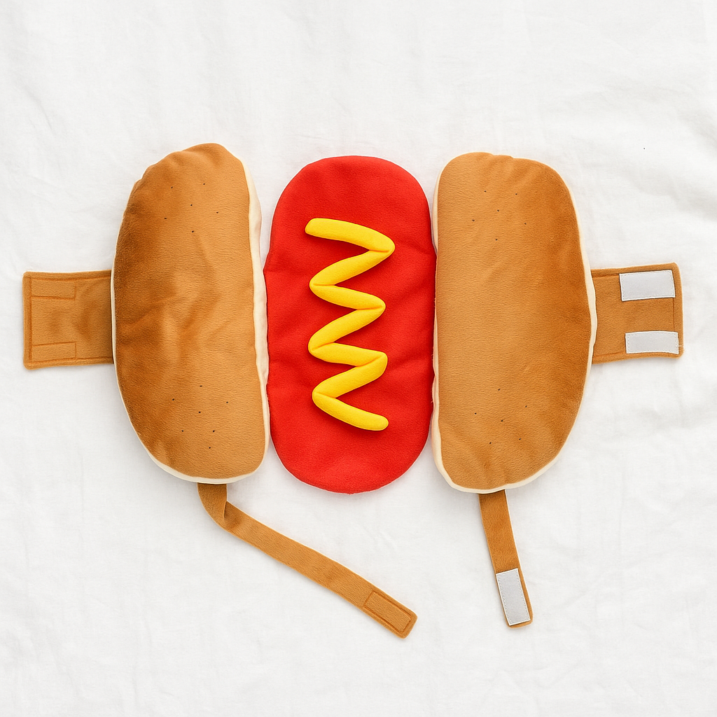 Kostüm Hot Dog aus Plüsch für Hund - Lustiges Halloween Outfit