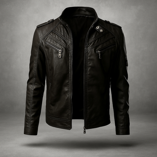 Veste Biker Homme - Design Robuste - Multiples Poches