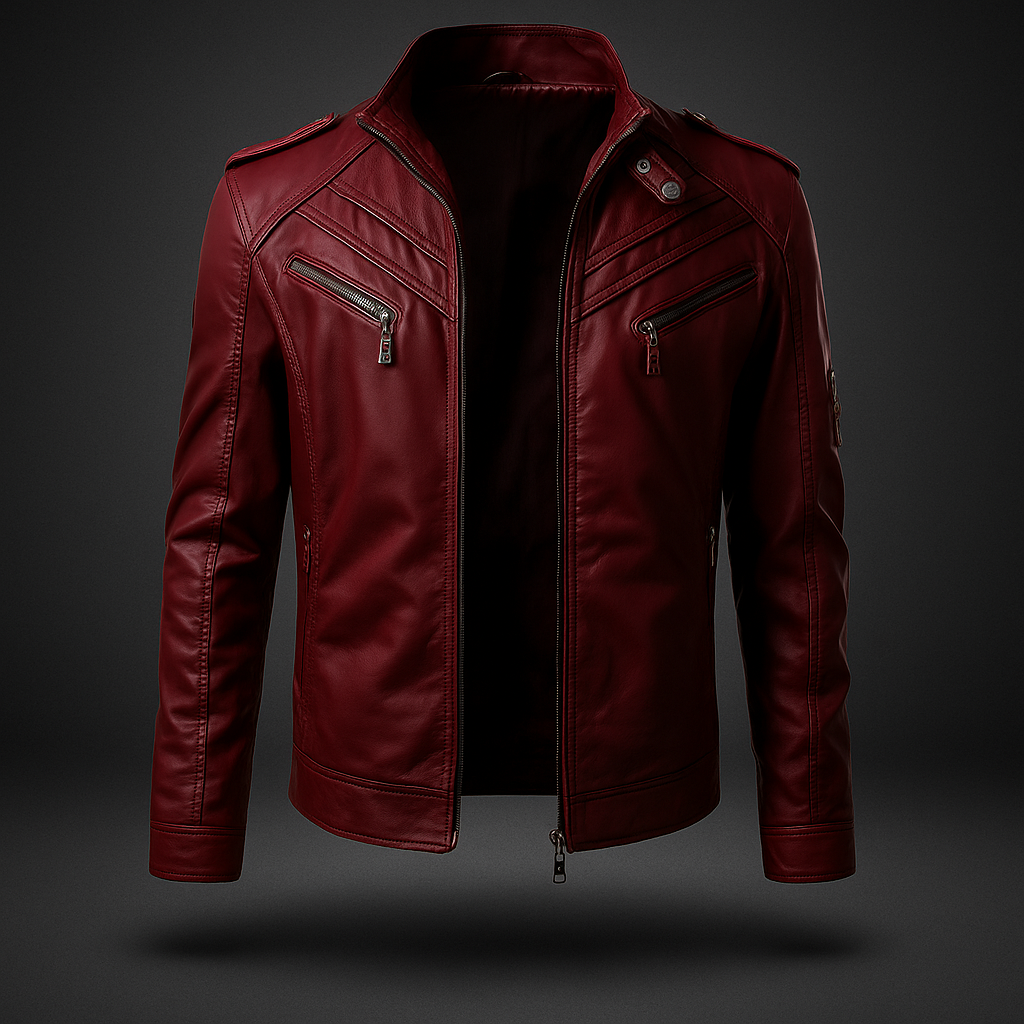 Veste Biker Homme - Design Robuste - Multiples Poches