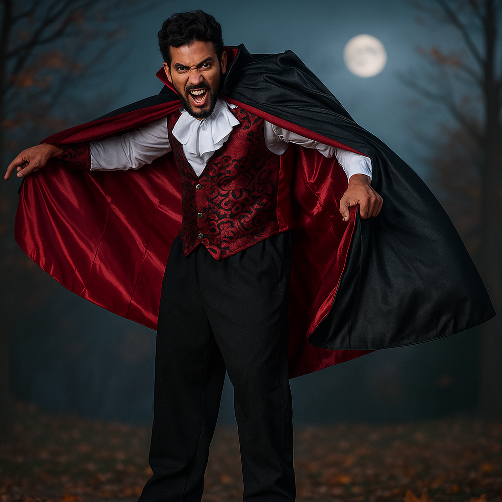Gruseliges Vampirkostüm - Lange Gothische Umhang - Halloween Herren