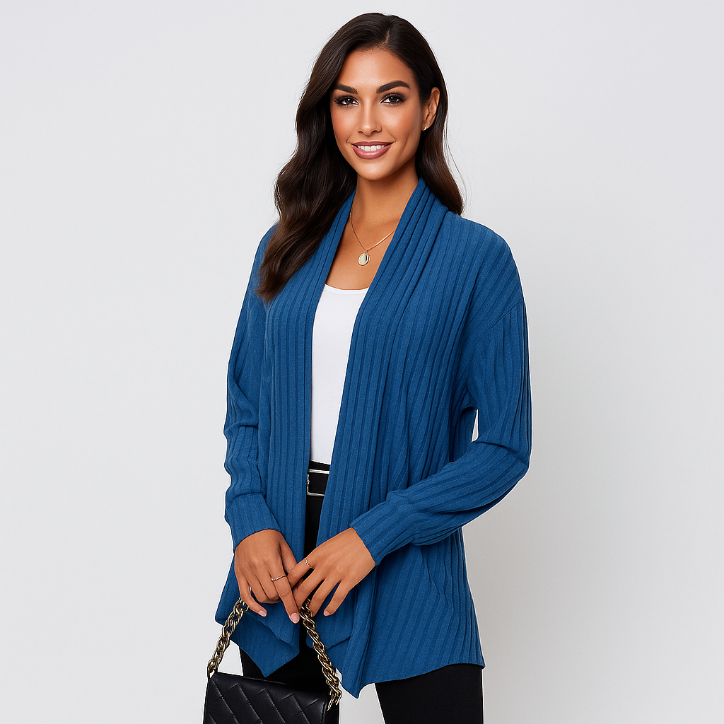 Cardigan en tricot décontracté femme - coupe ouverte - texture respirante
