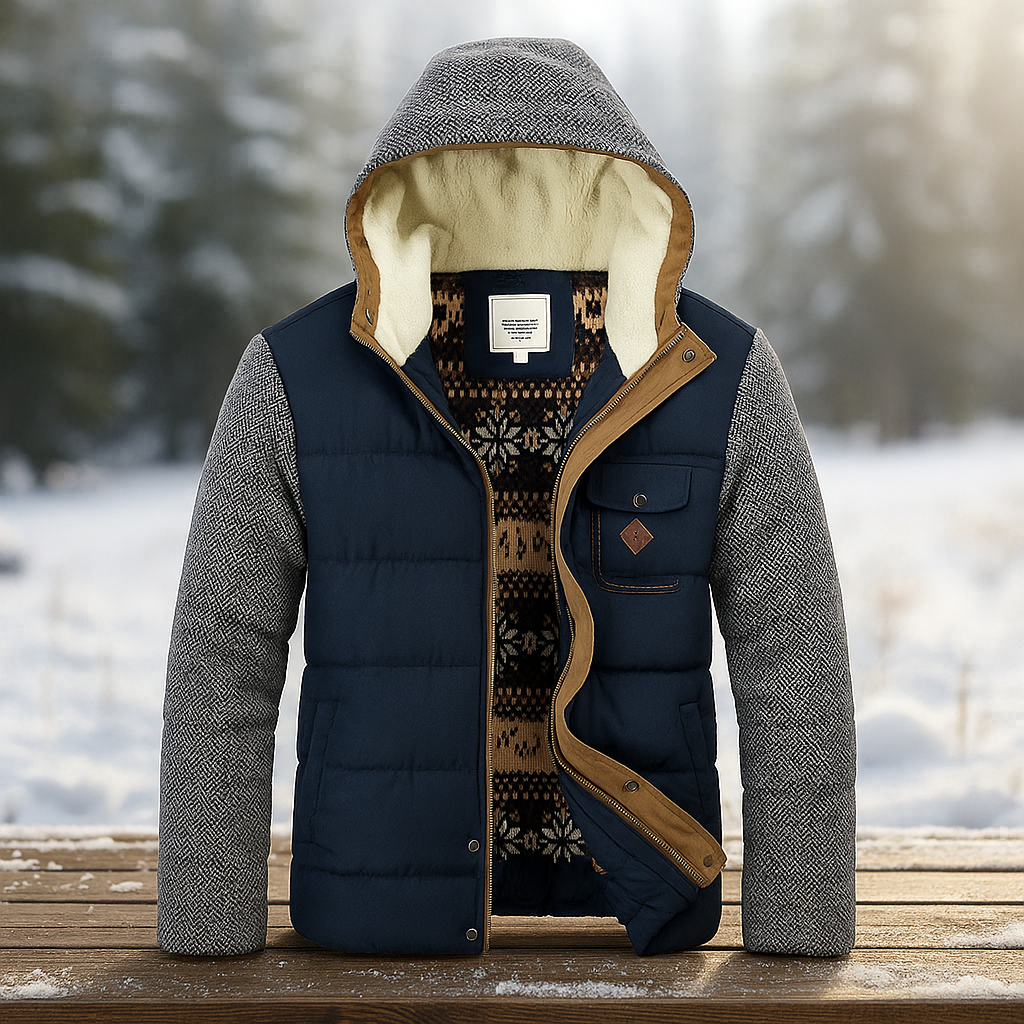 Veste en coton homme - chaude, résistante au froid - avec capuche