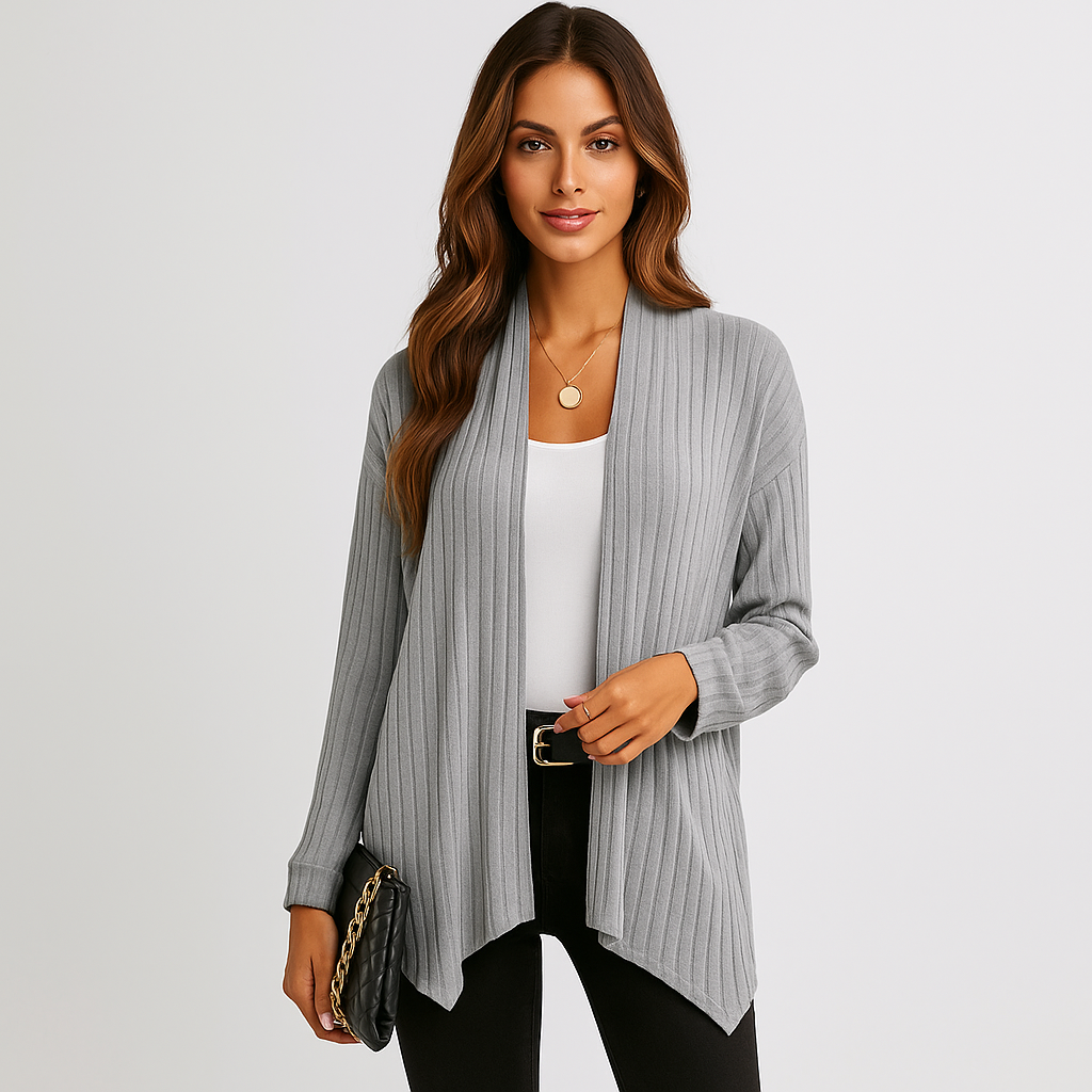 Cardigan en tricot décontracté femme - coupe ouverte - texture respirante