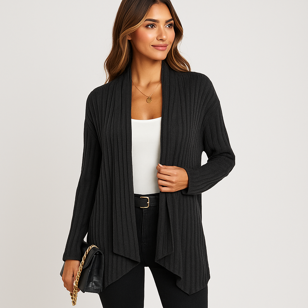 Cardigan en tricot décontracté femme - coupe ouverte - texture respirante