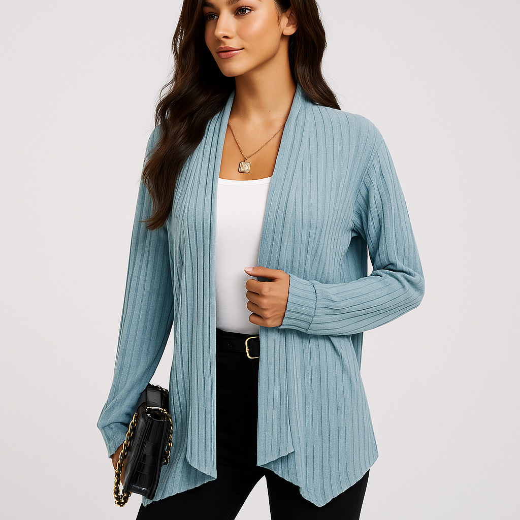Cardigan en tricot décontracté femme - coupe ouverte - texture respirante