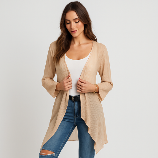 Femme Cardigan Léger - Devant Ouvert - Design Fluide - Stilla Opret