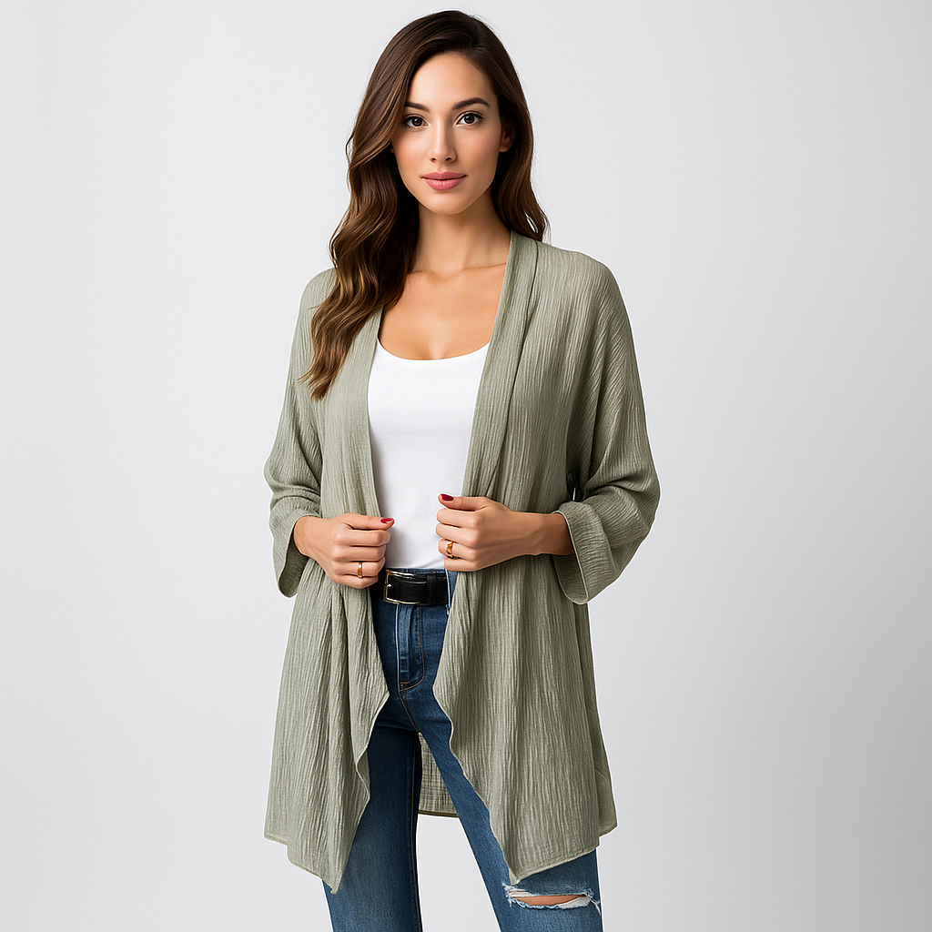 Femme Cardigan Léger - Devant Ouvert - Design Fluide - Stilla Opret