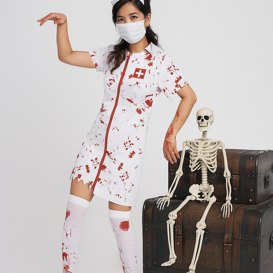 Anita - Infirmière Effrayante - Costume Sanglant - Effet Taches de Sang