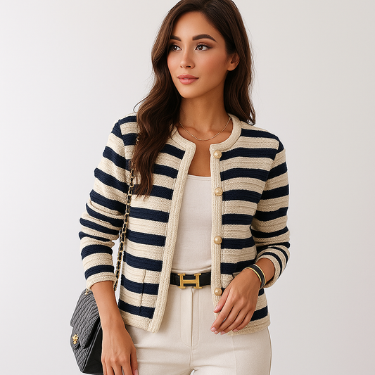 Cardigan Rayé Élégant - Confort Stylé - Polyvalence Assurée