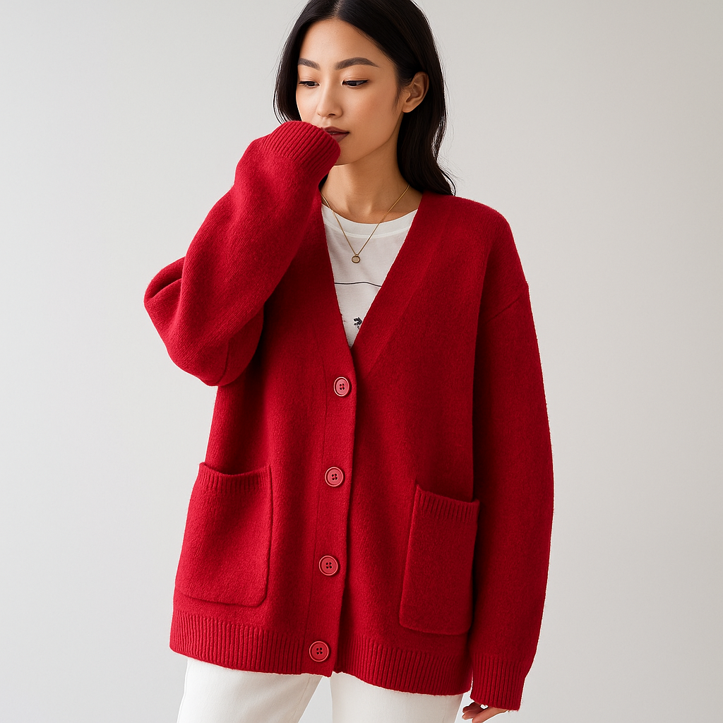 Cardigan Oversize Doux Tricoté - Poches - Confort & Style