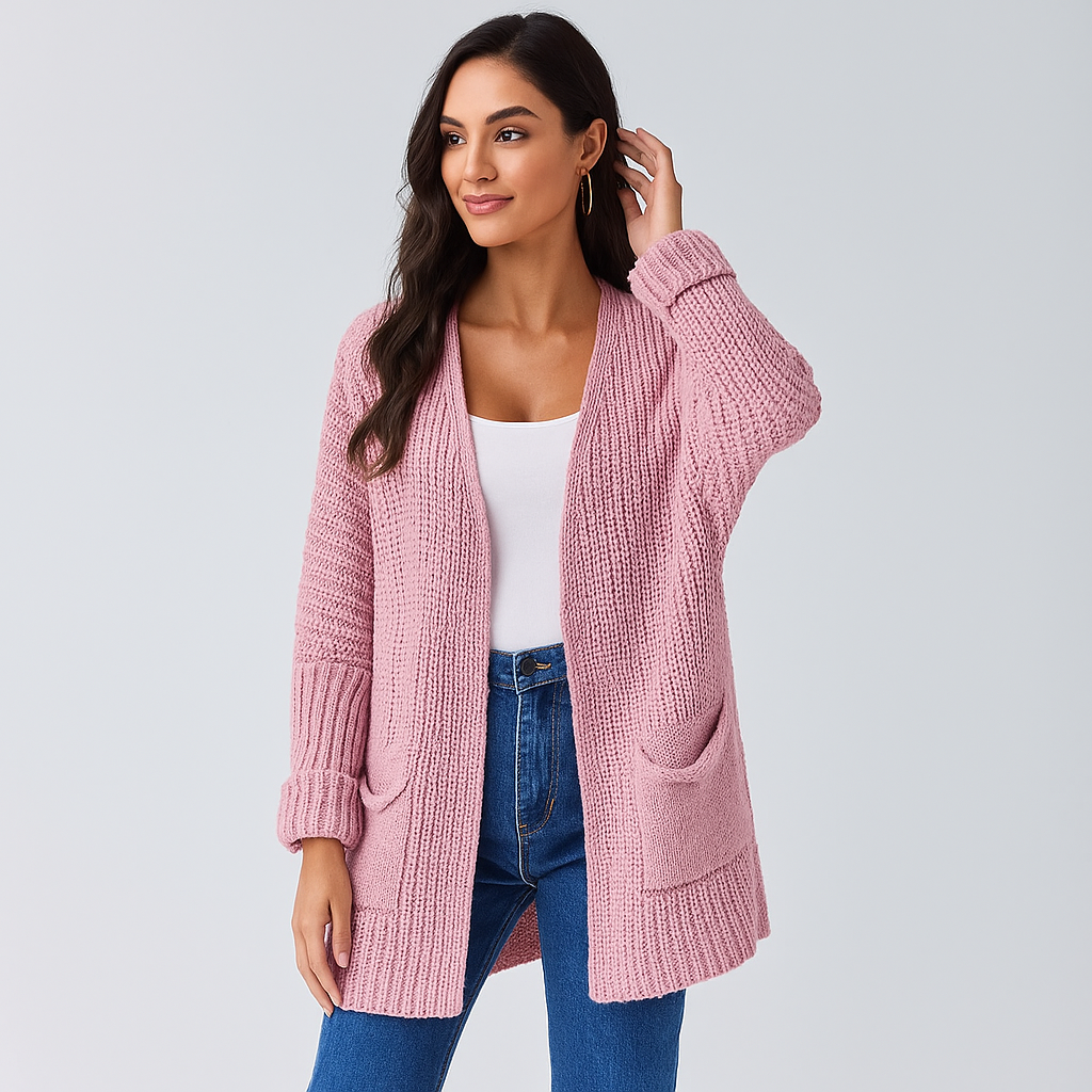 Cardigan ouvert structuré - Poches pratiques - Style élégant