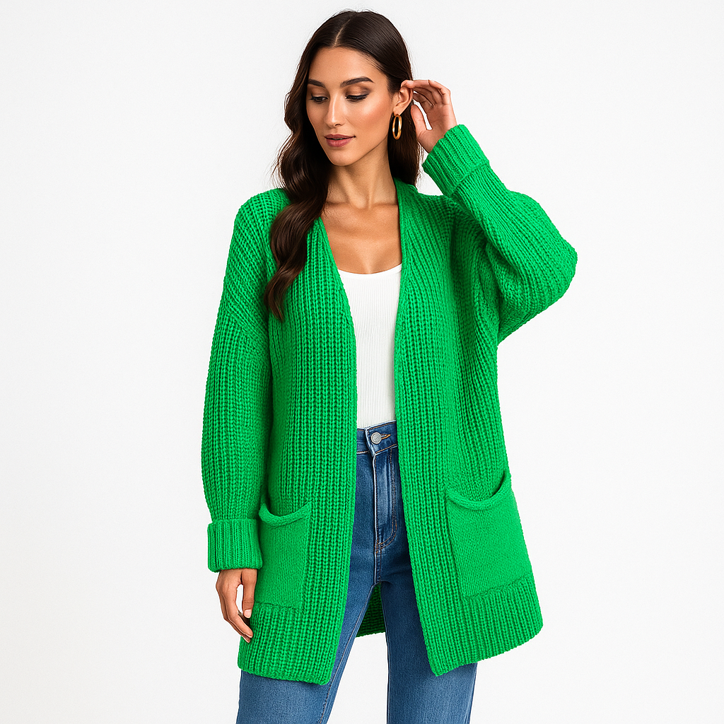 Cardigan ouvert structuré - Poches pratiques - Style élégant