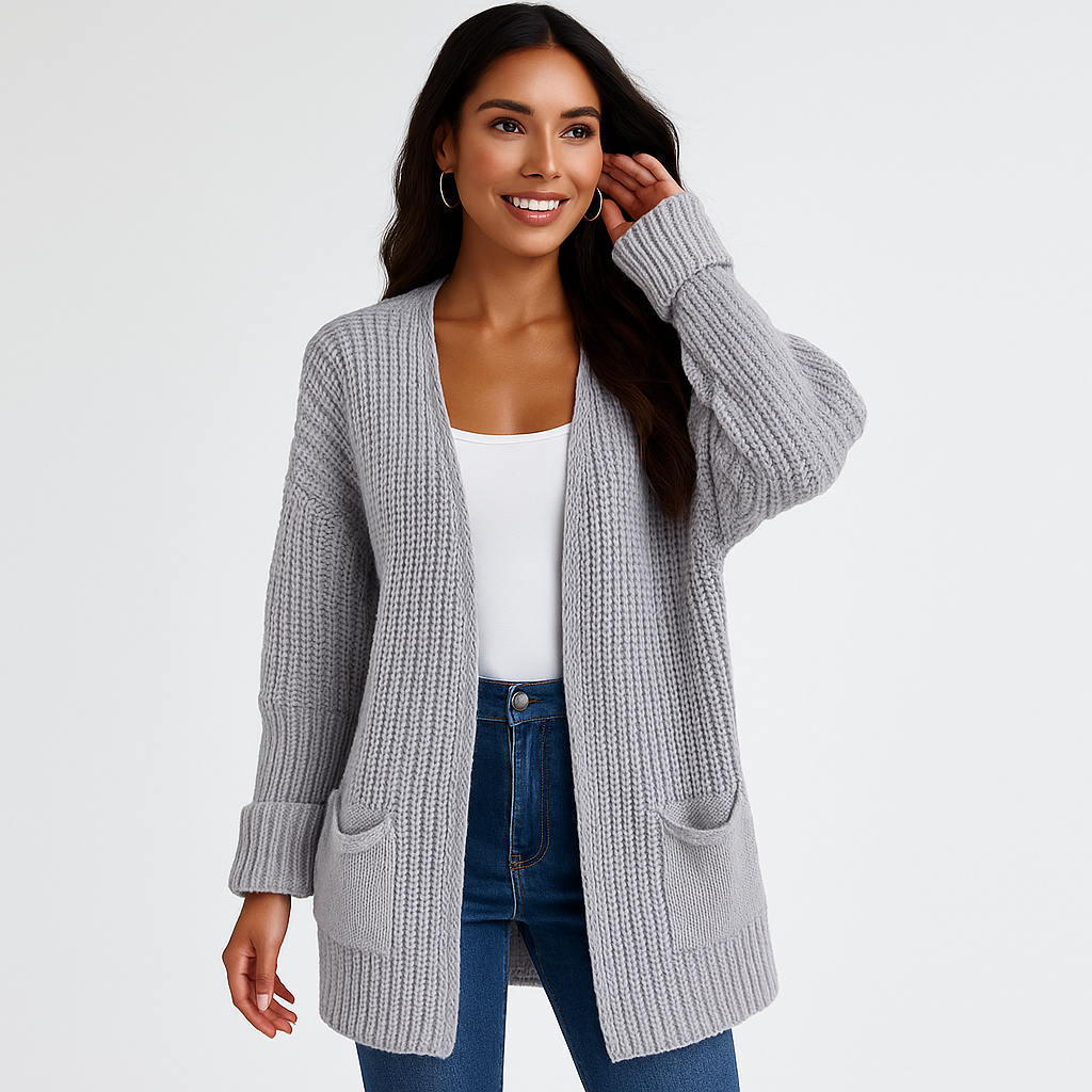 Cardigan ouvert structuré - Poches pratiques - Style élégant