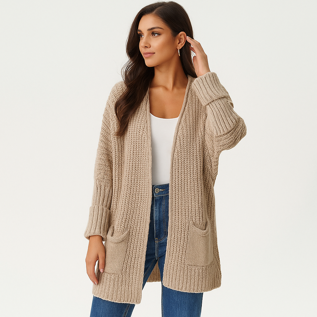 Cardigan ouvert structuré - Poches pratiques - Style élégant