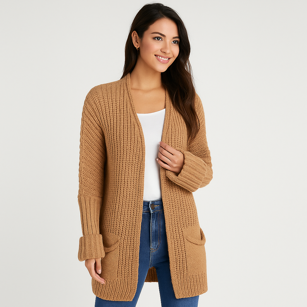 Cardigan ouvert structuré - Poches pratiques - Style élégant