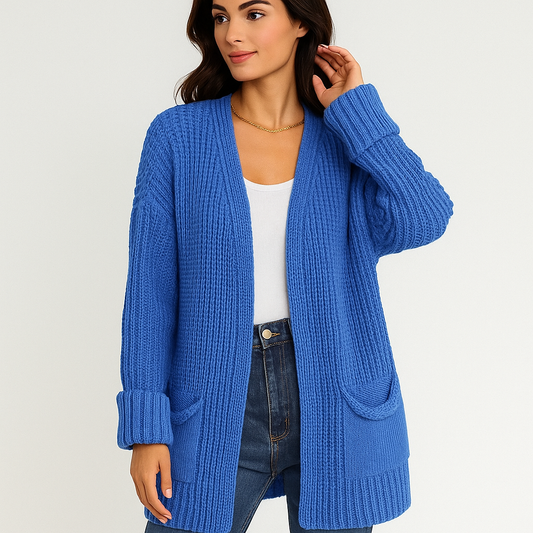 Cardigan ouvert structuré - Poches pratiques - Style élégant