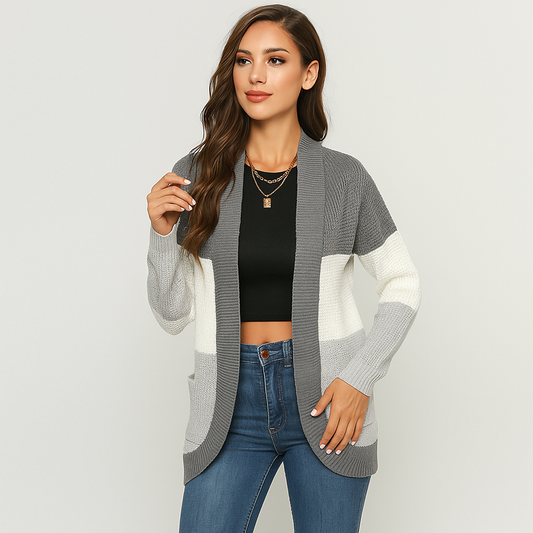 Cardigan en Tricot Dame Groft - Décontractée Silhouette - Poches Pratiques