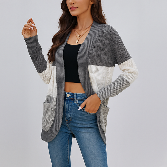 Cardigan en Tricot Dame Groft - Décontractée Silhouette - Poches Pratiques