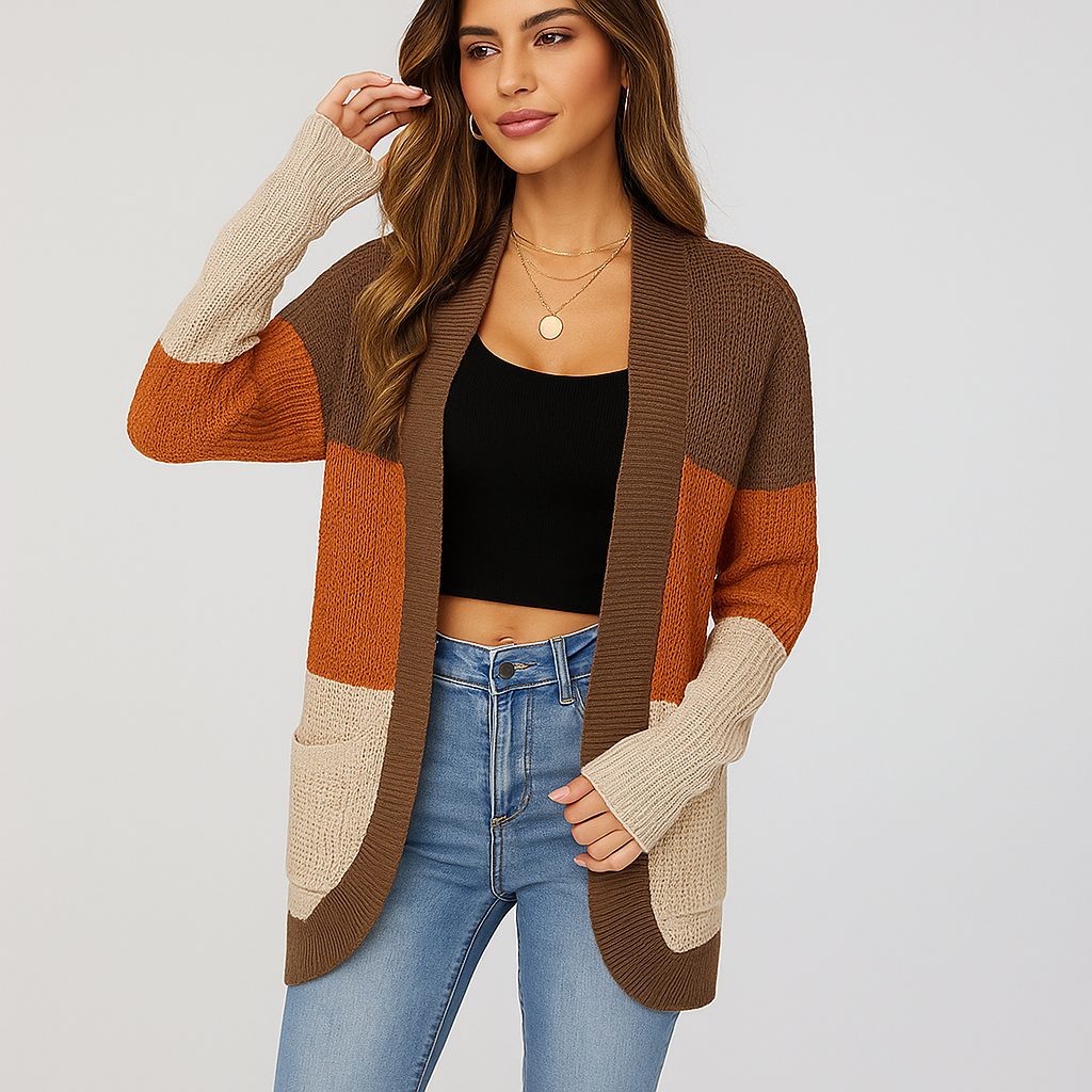 Cardigan en Tricot Dame Groft - Décontractée Silhouette - Poches Pratiques