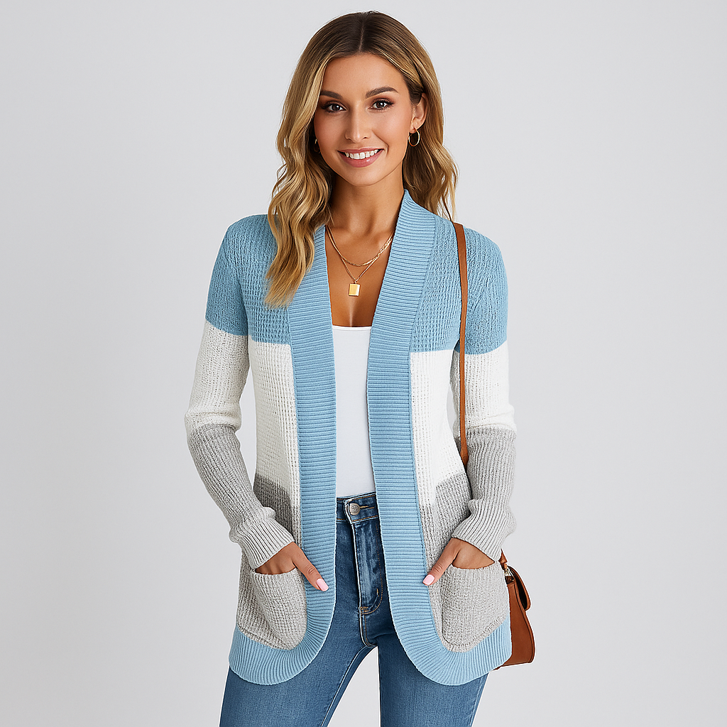 Cardigan en Tricot Dame Groft - Décontractée Silhouette - Poches Pratiques