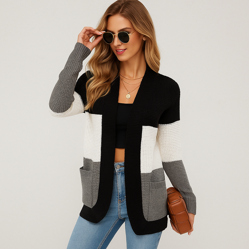 Cardigan en Tricot Dame Groft - Décontractée Silhouette - Poches Pratiques