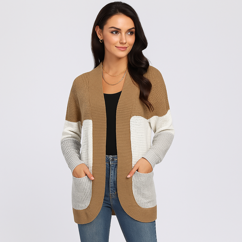 Cardigan en Tricot Dame Groft - Décontractée Silhouette - Poches Pratiques
