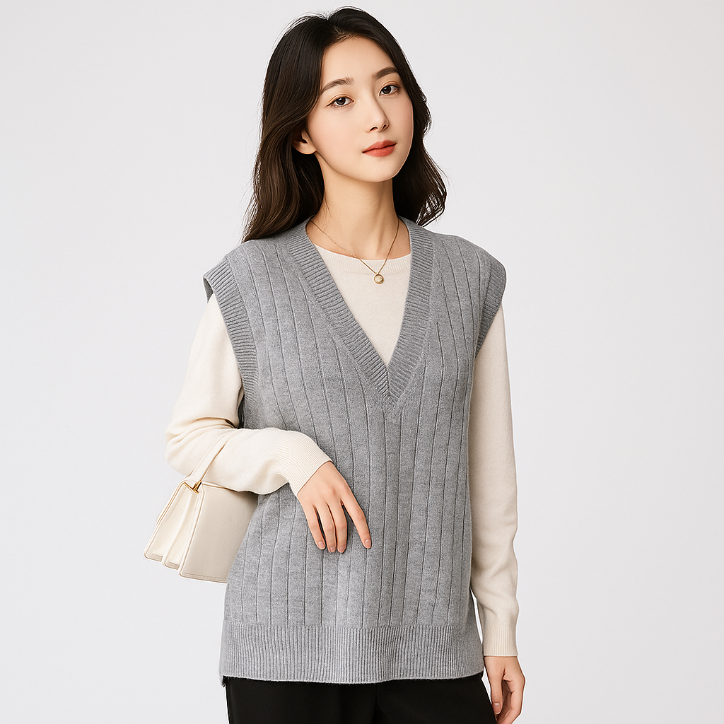 Gilet V-Cou Intelligent - Confort Tricoté pour Femmes