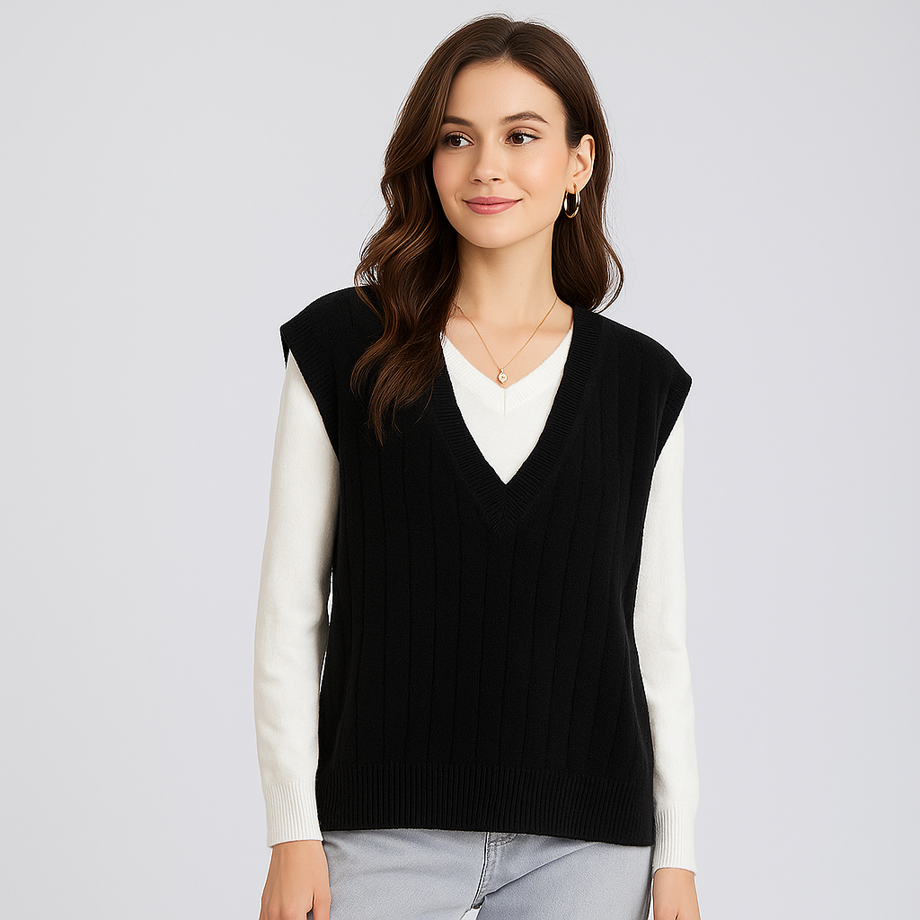 Gilet V-Cou Intelligent - Confort Tricoté pour Femmes