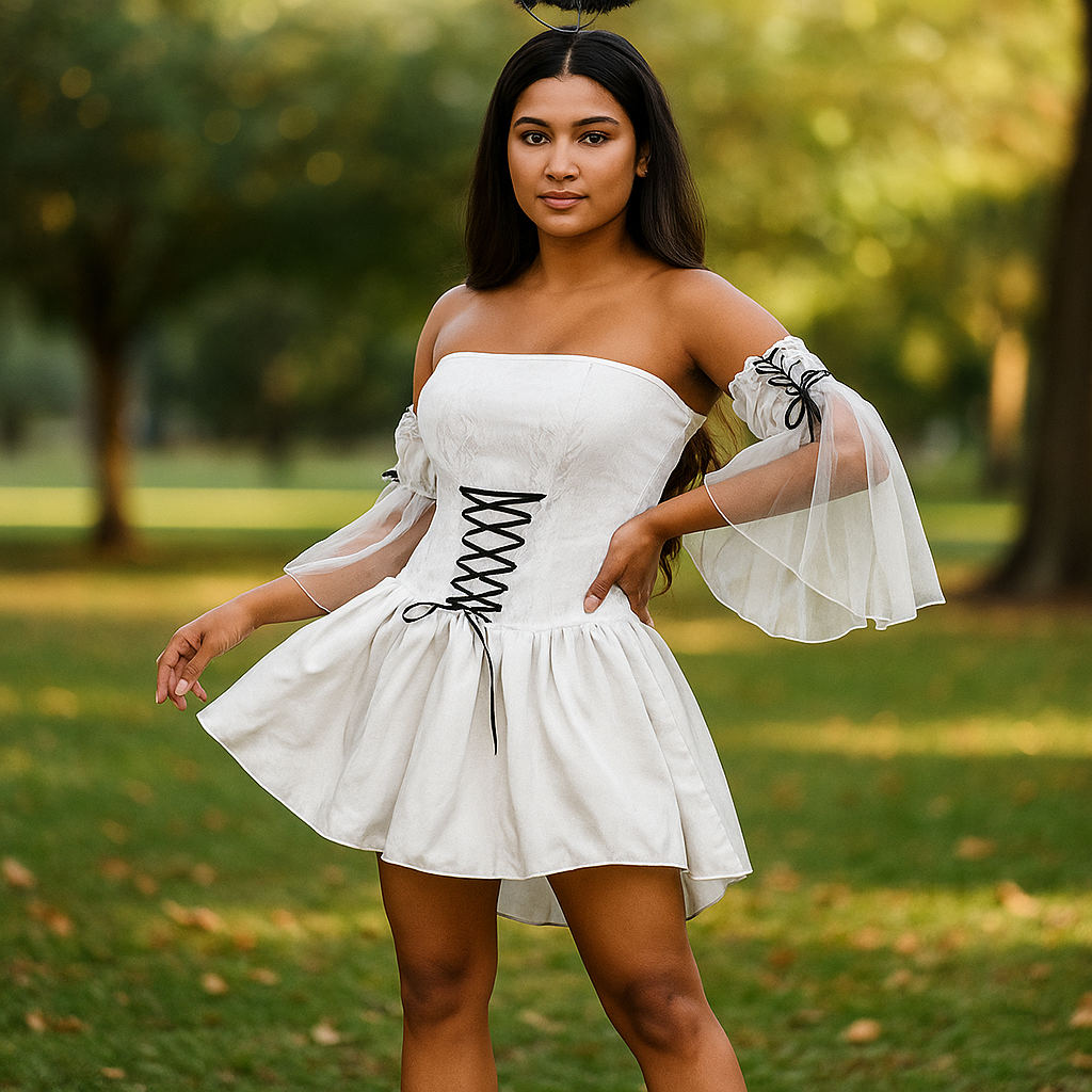 Kostüm Mini Bruna - Gefallener Engel - Flügel - Einzigartiges Design - Eleganz und Geheimnis