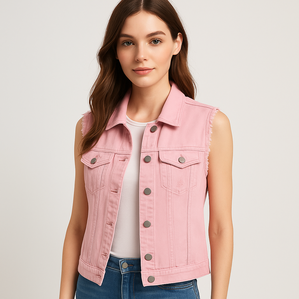 Gilet en Denim Sans Manches - Couleurs Claires - Collection Printemps