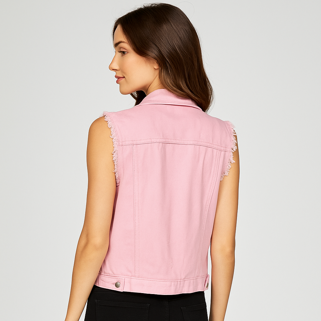 Gilet en Denim Sans Manches - Couleurs Claires - Collection Printemps