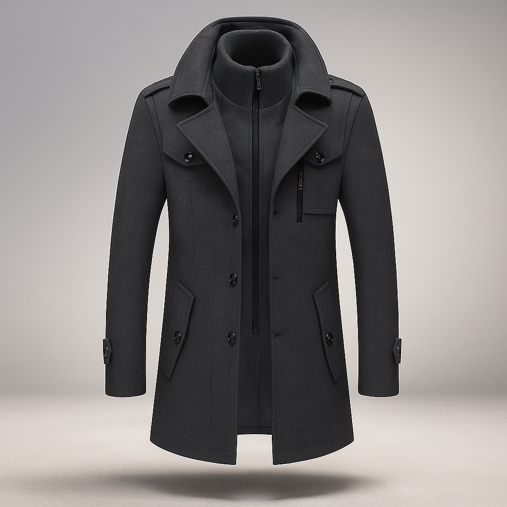 Grayson Veste d'Hiver - Col Double - Élégance Masculine Chaude