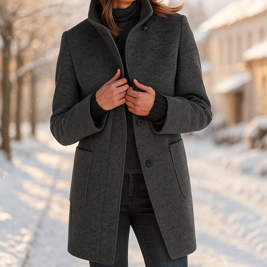 Camille - Manteau élégant pour femme avec col montant - Chaleur stylée