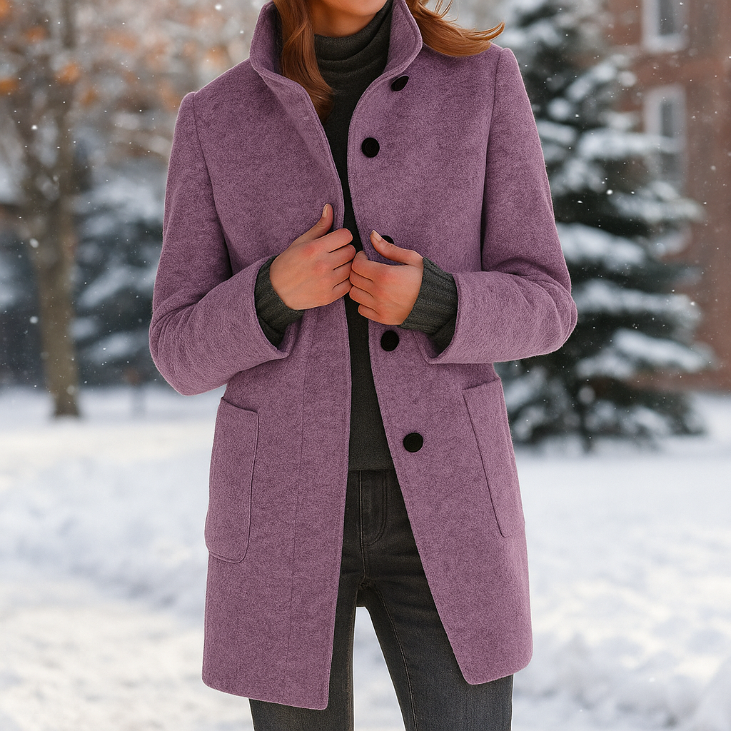Camille - Manteau élégant pour femme avec col montant - Chaleur stylée