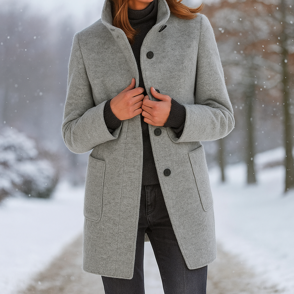 Camille - Manteau élégant pour femme avec col montant - Chaleur stylée