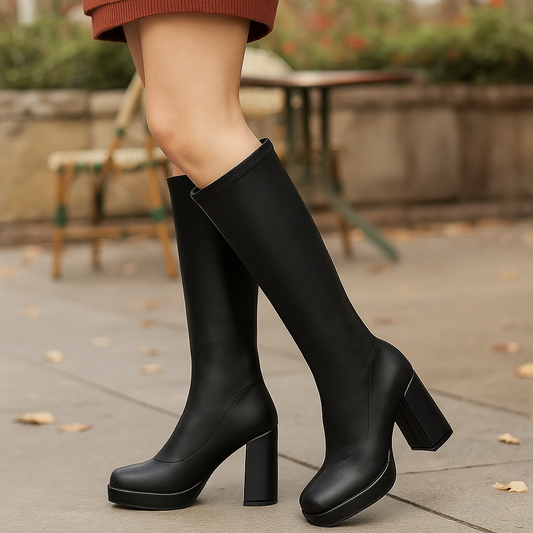 Bottes Femmes Hautes à Talon Épais
