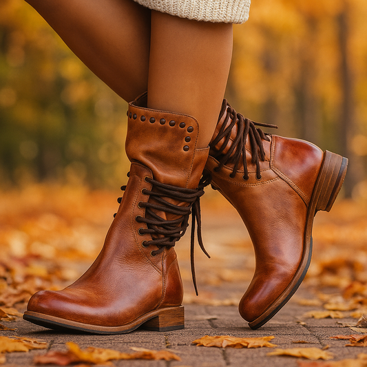 Xenia - Bottes hautes en cuir marron élégantes