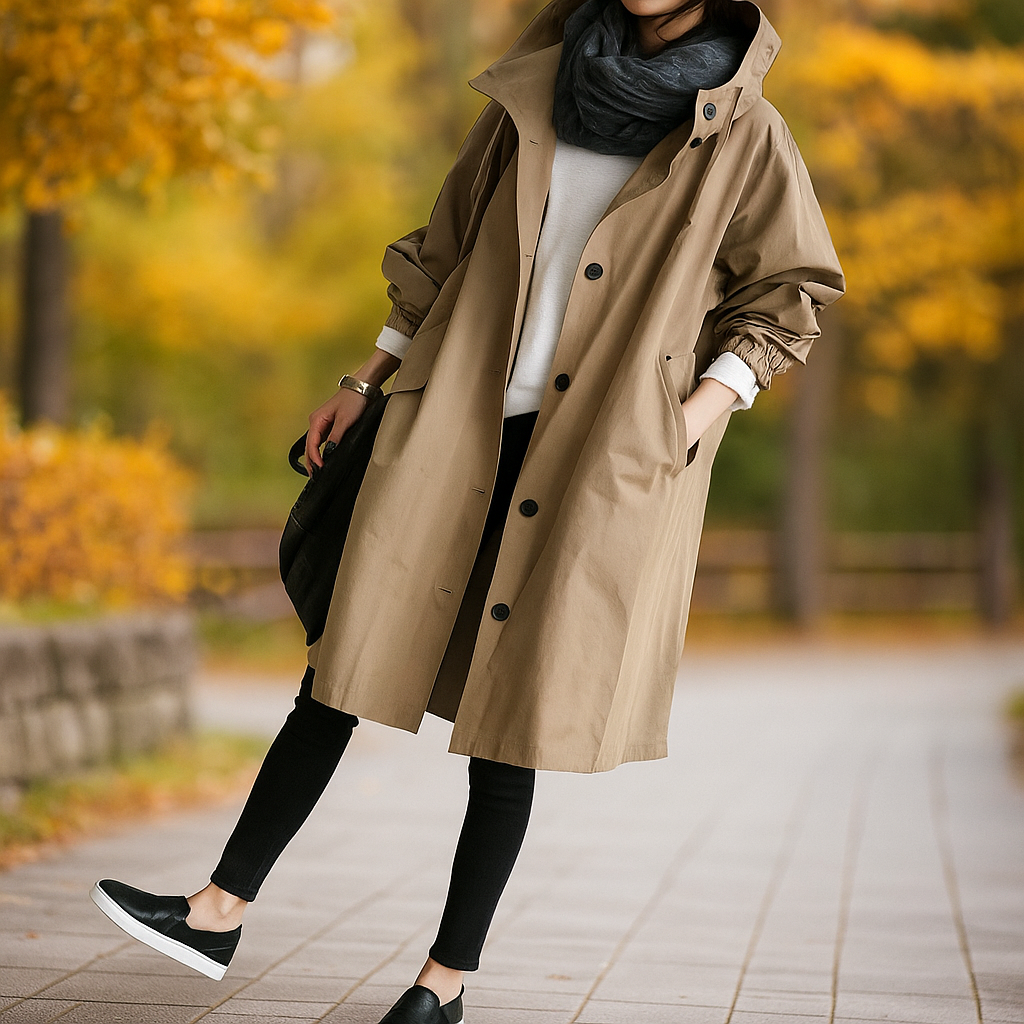 Helena - Manteau Trench Imperméable - Capuche - Protection Élégante