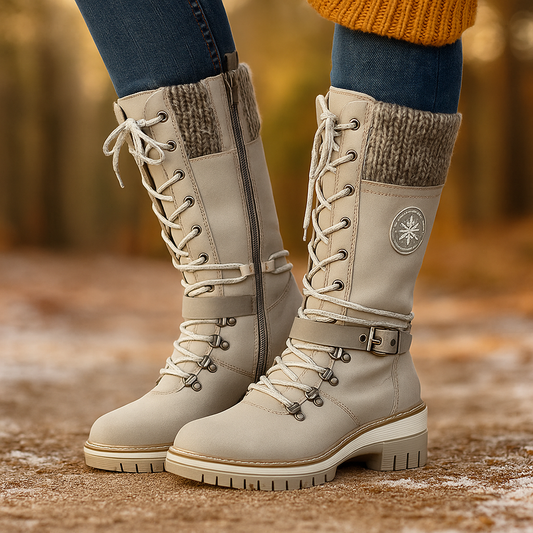 Bottes Mi-Mollet Femme Hiver à Lacets