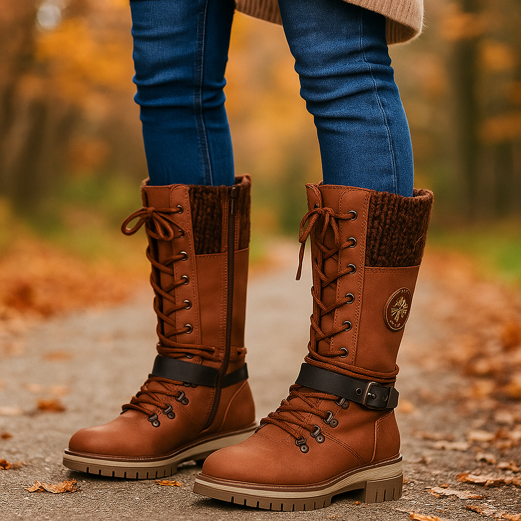 Bottes Mi-Mollet Femme Hiver à Lacets