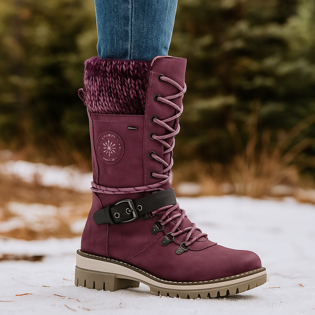 Bottes Mi-Mollet Femme Hiver à Lacets