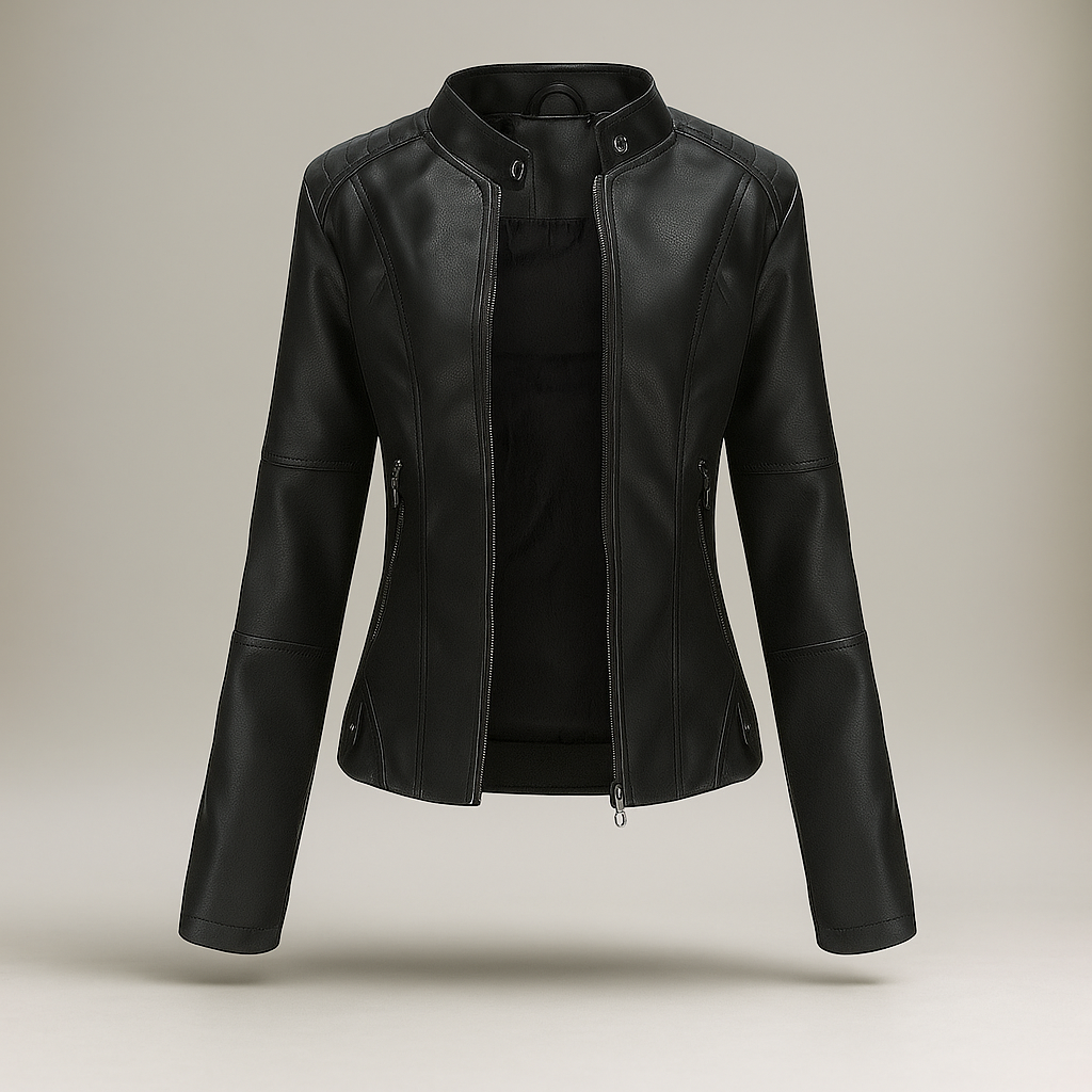 Veste Slim Fit Femme – Col Mao – Fermeture Éclair – Longueur Hanche