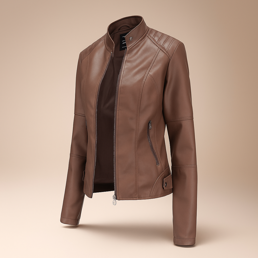 Veste Slim Fit Femme – Col Mao – Fermeture Éclair – Longueur Hanche